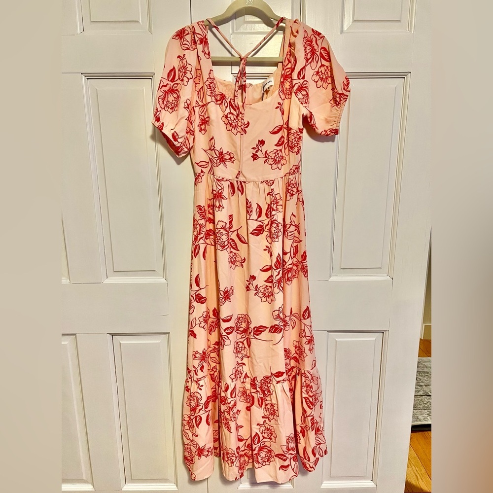 Sugarlips Lynette Sweetheart Maxi Dress Red Pink Floral Small‎ NWT - Picture 3 of 11